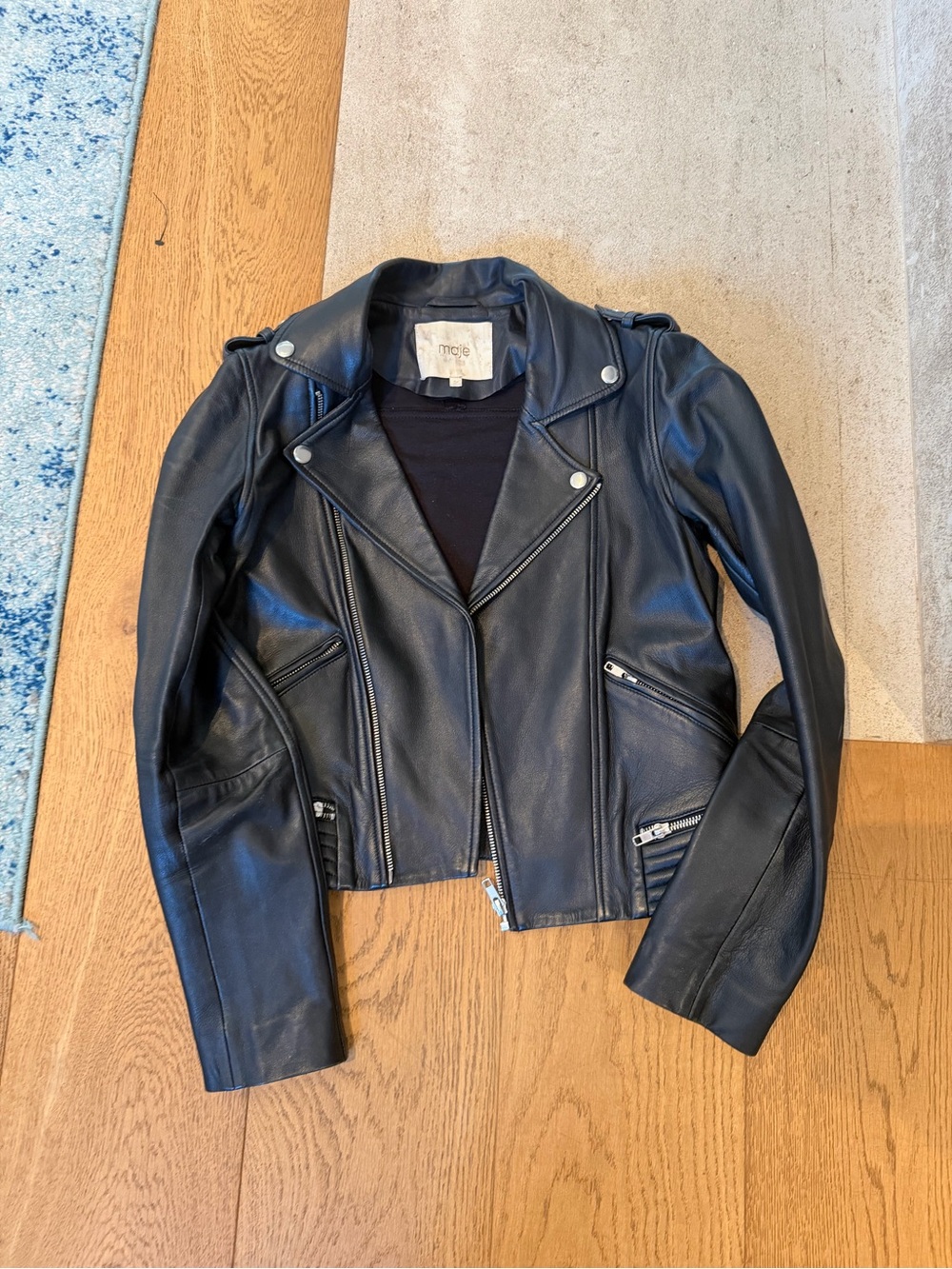 Maje Black Leather Moto Jacket
